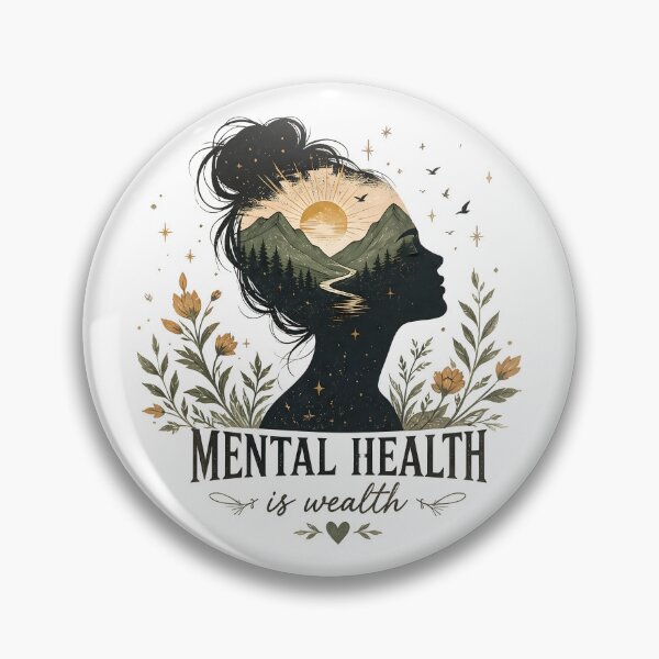 Item preview, Mental Health Is Wealth Nature Silhouette Self Care designed and sold by Stikaro.