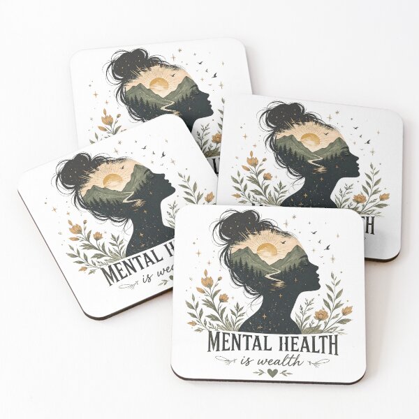 Item preview, Mental Health Is Wealth Nature Silhouette Self Care designed and sold by Stikaro.