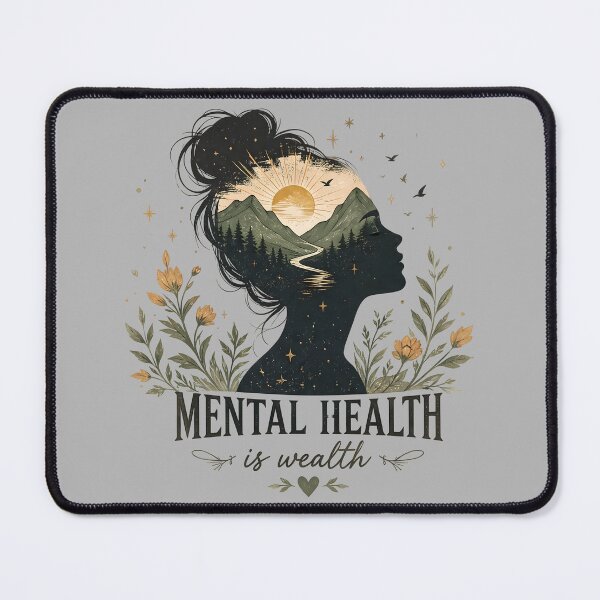 Item preview, Mental Health Is Wealth Nature Silhouette Self Care designed and sold by Stikaro.