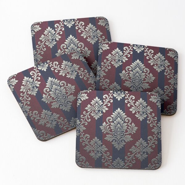 Item preview, Midnight Blue & Burgundy Striped Damask designed and sold by DesignsByPrnces.