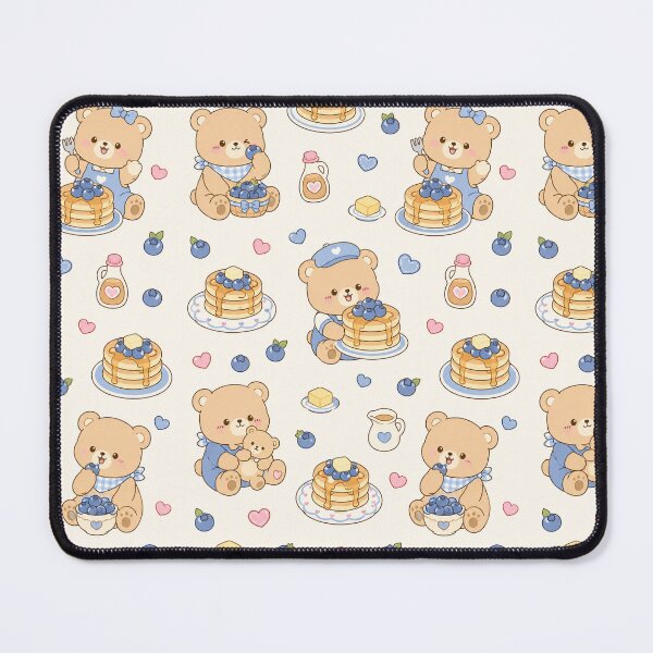 Item preview, Teddy Bear Blueberry Pancake Kawaii Pattern designed and sold by Soft Berry Studio.