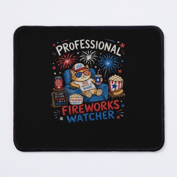 Item preview, Professional Fireworks Watcher Fourth Of July Patriotic America Cat Lover designed and sold by JonesFlora2025.