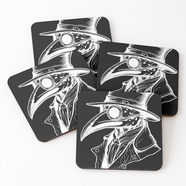 Item preview, Vintage Plague Doctor Linocut Woodcut Gothic White T-Shirt Print designed and sold by DarkOriginArts.