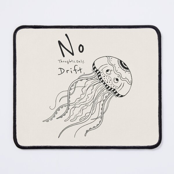 Item preview, Funny Jellyfish Line Art Drawing - No Thoughts Only Drift designed and sold by Lumi-Bloom.