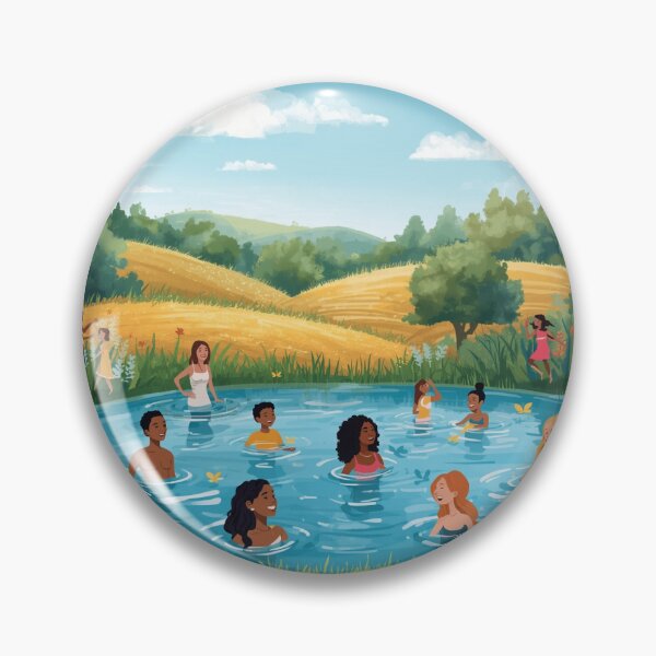 Item preview, Friends Enjoying Summer Swim in Natural Pond designed and sold by maplesoulkiller.