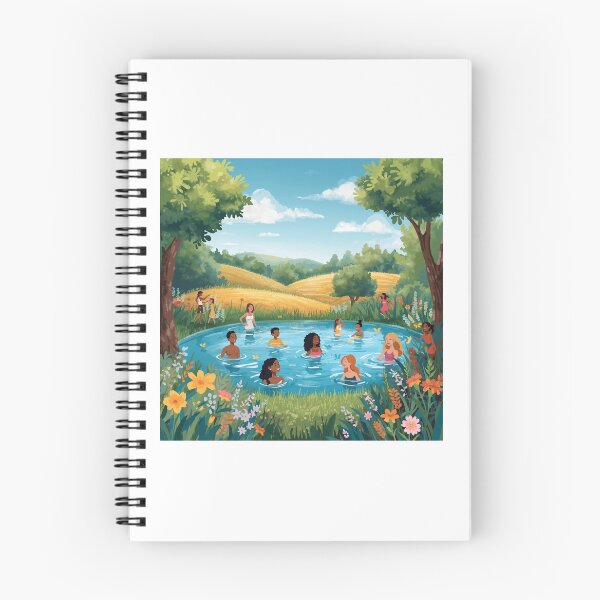 Item preview, Friends Enjoying Summer Swim in Natural Pond designed and sold by maplesoulkiller.