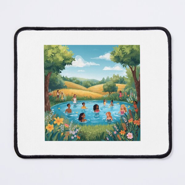 Item preview, Friends Enjoying Summer Swim in Natural Pond designed and sold by maplesoulkiller.