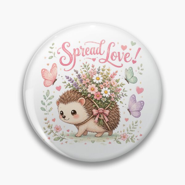 Item preview, Spread Love Cute Hedgehog Wildflowers Butterfly Kawaii Design designed and sold by Sharlo Shop.