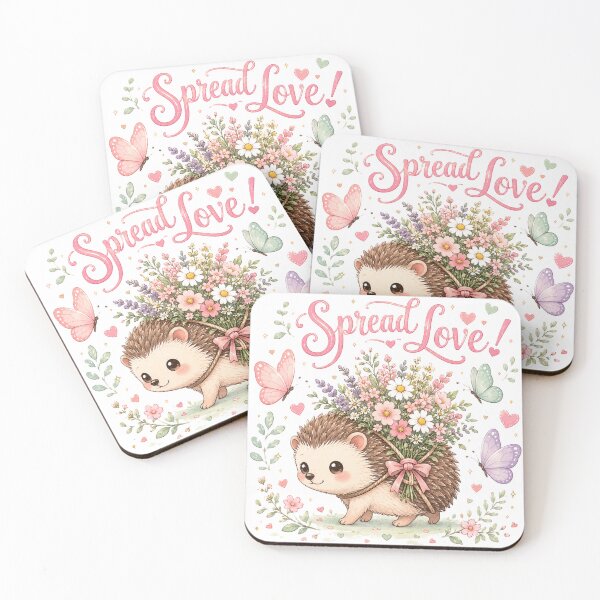 Item preview, Spread Love Cute Hedgehog Wildflowers Butterfly Kawaii Design designed and sold by Sharlo Shop.