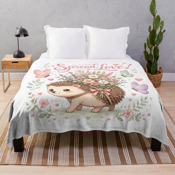 Item preview, Spread Love Cute Hedgehog Wildflowers Butterfly Kawaii Design designed and sold by Sharlo Shop.