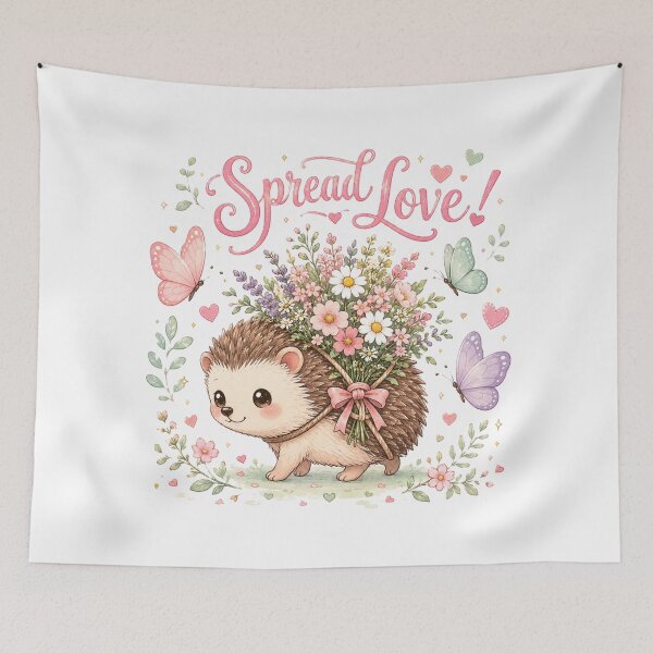 Item preview, Spread Love Cute Hedgehog Wildflowers Butterfly Kawaii Design designed and sold by Sharlo Shop.