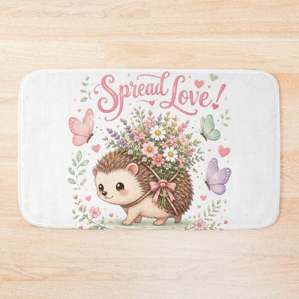 Item preview, Spread Love Cute Hedgehog Wildflowers Butterfly Kawaii Design designed and sold by Sharlo Shop.