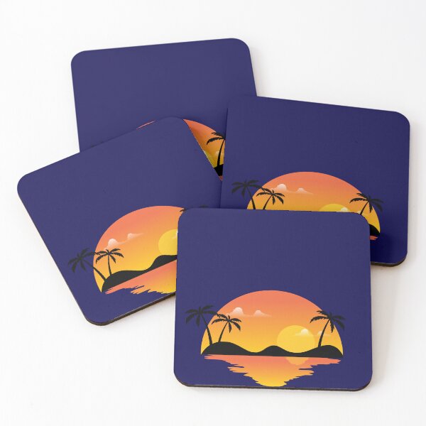 Item preview, Retro Summer Sunset Golden Water Reflection Palm Trees Beach designed and sold by SolutionsArt.