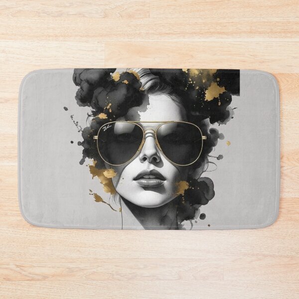 Item preview, Black Gold Fashion Woman Watercolor Portrait | Luxury Sunglasses Art designed and sold by Biedroneczka.