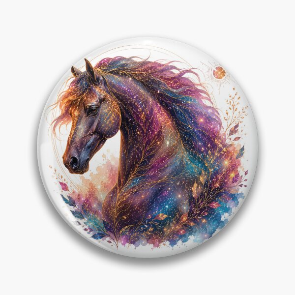 Item preview, Cosmic Galaxy Horse Profile Celestial Gold Floral Art designed and sold by KireaDesigns.