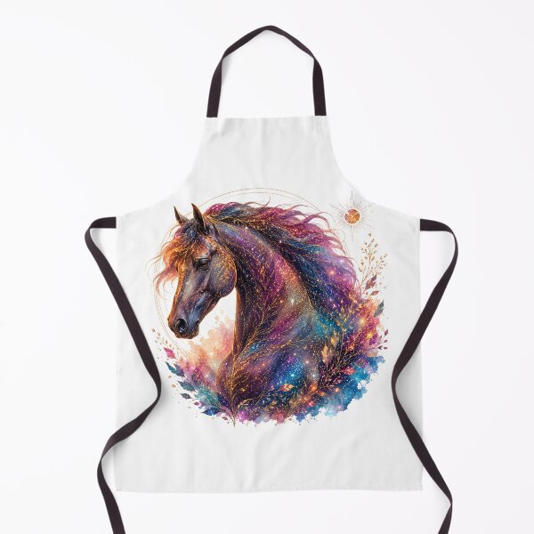 Item preview, Cosmic Galaxy Horse Profile Celestial Gold Floral Art designed and sold by KireaDesigns.