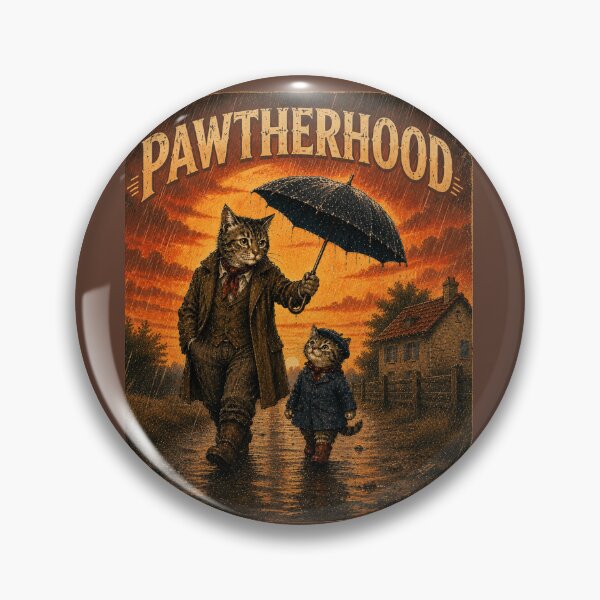 Item preview, Pawtherhood Vintage Sunset Cat Dad Rainstorm Retro Fatherhood Cat Lover T-Shirt designed and sold by HOUSE OF TIST.