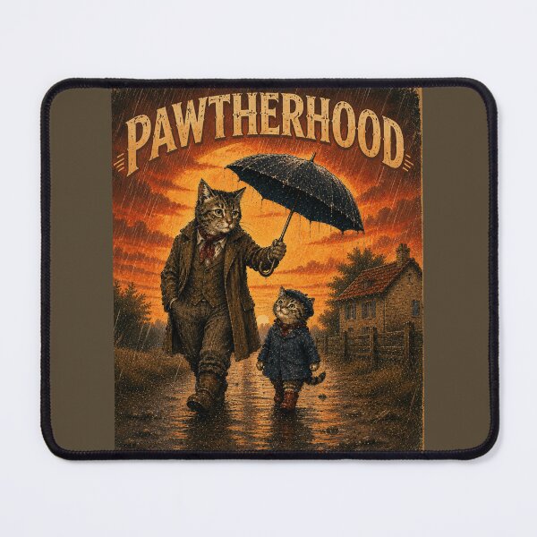 Item preview, Pawtherhood Vintage Sunset Cat Dad Rainstorm Retro Fatherhood Cat Lover T-Shirt designed and sold by HOUSE OF TIST.