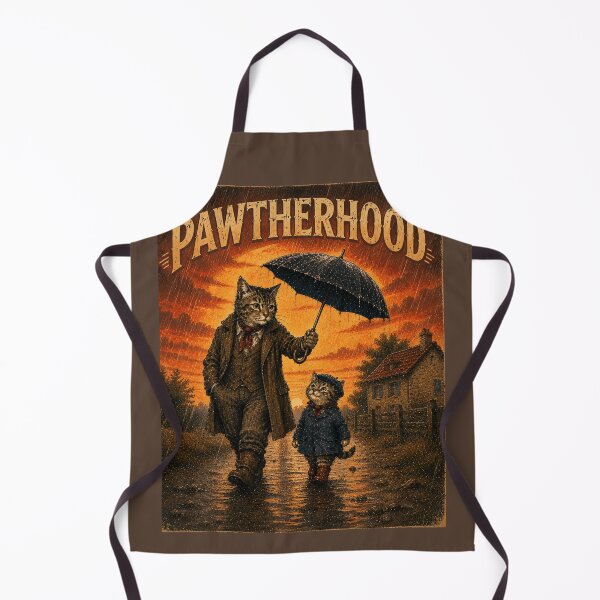 Item preview, Pawtherhood Vintage Sunset Cat Dad Rainstorm Retro Fatherhood Cat Lover T-Shirt designed and sold by HOUSE OF TIST.