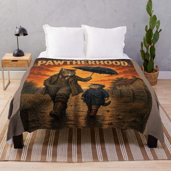 Item preview, Pawtherhood Vintage Sunset Cat Dad Rainstorm Retro Fatherhood Cat Lover T-Shirt designed and sold by HOUSE OF TIST.