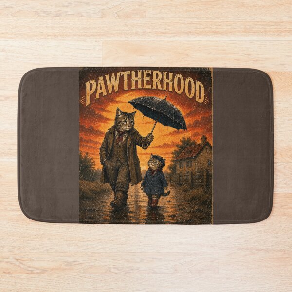 Item preview, Pawtherhood Vintage Sunset Cat Dad Rainstorm Retro Fatherhood Cat Lover T-Shirt designed and sold by HOUSE OF TIST.