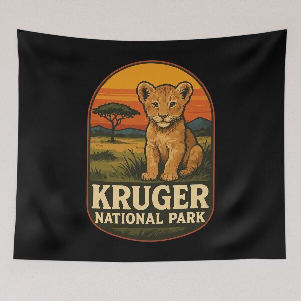 Item preview, Kruger National Park Lion Retro Travel designed and sold by TomFrontierArt.