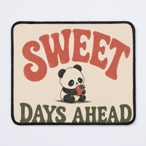 Item preview, Sweet Days Ahead Cute Panda Strawberry Retro Typography Design designed and sold by alchemist1636.