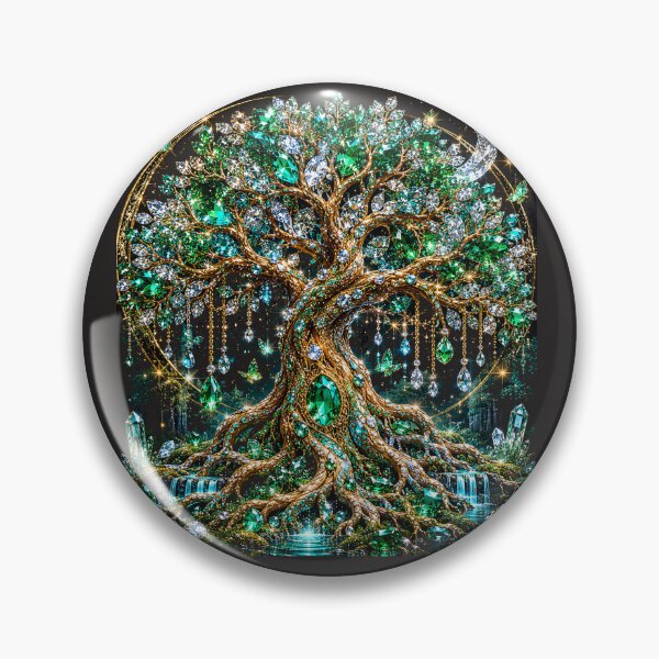 Item preview, Crystal Tree of Life | Emerald & Diamond Fantasy Art designed and sold by JustResultsCo.