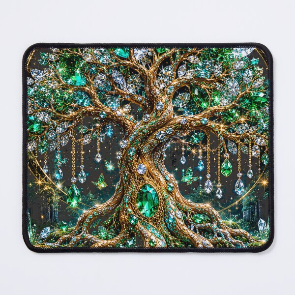 Item preview, Crystal Tree of Life | Emerald & Diamond Fantasy Art designed and sold by JustResultsCo.