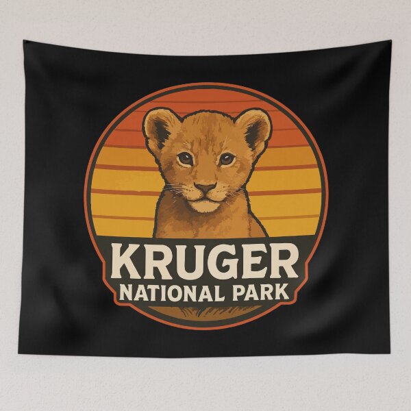 Item preview, Kruger National Park Lion Retro Vintage Travel designed and sold by TomFrontierArt.