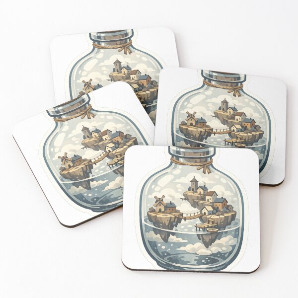Item preview, Floating Village Bottle World Illustration designed and sold by Naviora.