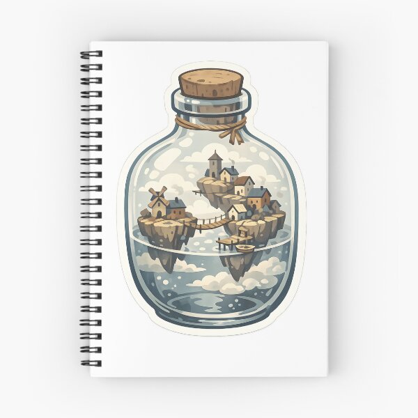 Item preview, Floating Village Bottle World Illustration designed and sold by Naviora.