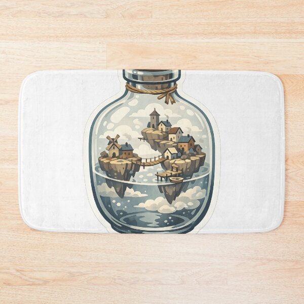 Item preview, Floating Village Bottle World Illustration designed and sold by Naviora.