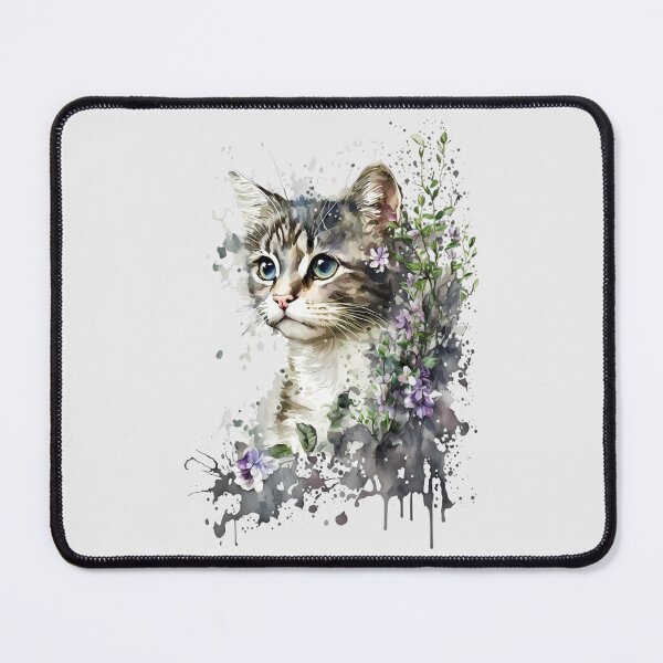 Item preview, Elegant Cat with Wildflowers designed and sold by FloreDreamStudio.