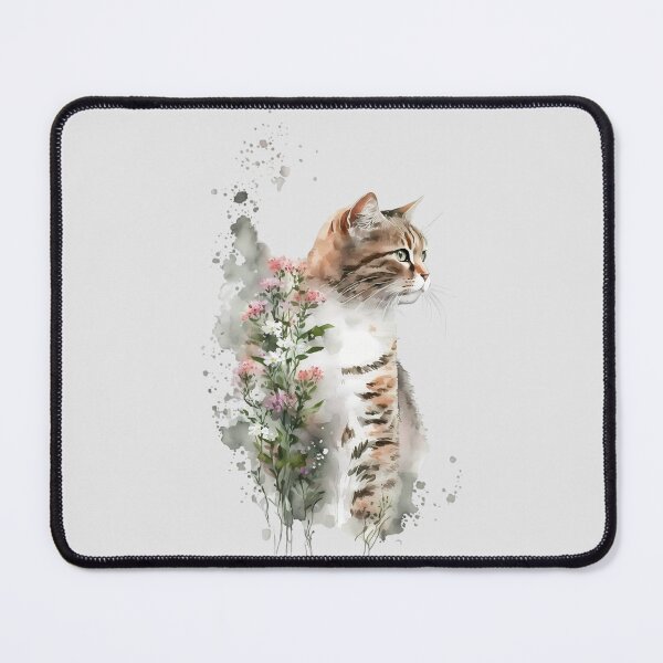 Item preview, Dreamy Watercolor Cat and Flowers designed and sold by FloreDreamStudio.