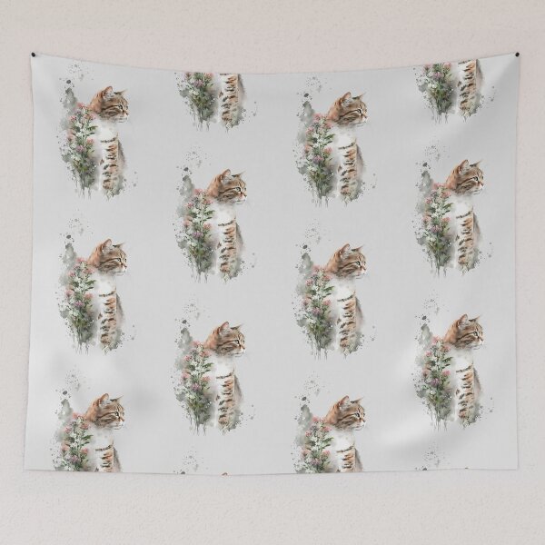 Item preview, Dreamy Watercolor Cat and Flowers designed and sold by FloreDreamStudio.