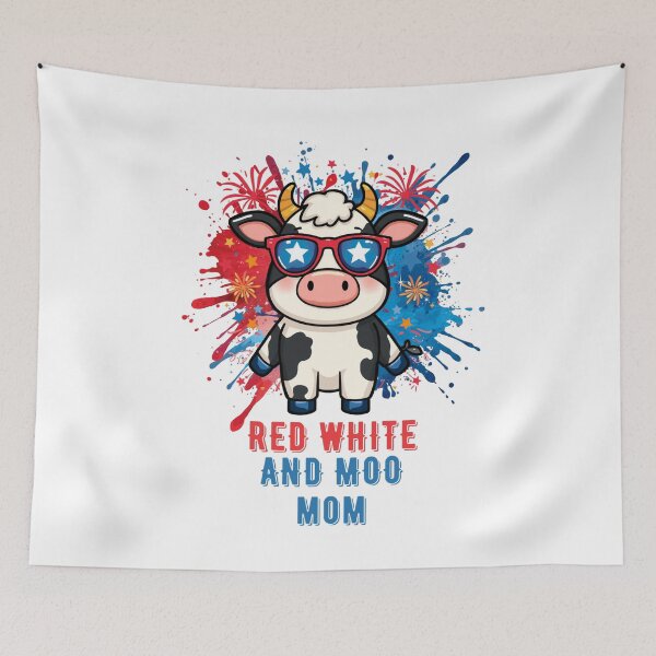 Item preview,  Red White And MOO Mom 4th of July Cute Cow designed and sold by AleksandraJac05.