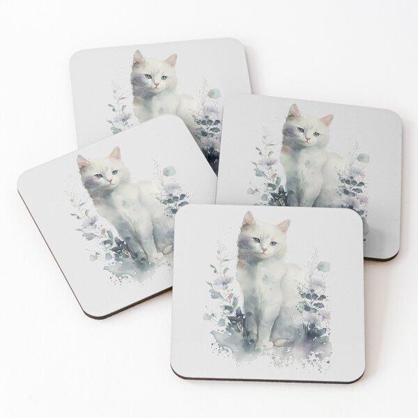 Item preview, Enchanted Garden White Cat designed and sold by FloreDreamStudio.