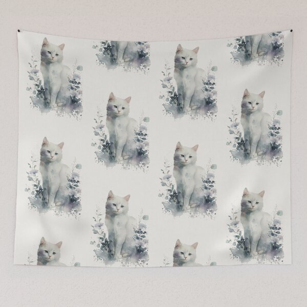 Item preview, Enchanted Garden White Cat designed and sold by FloreDreamStudio.