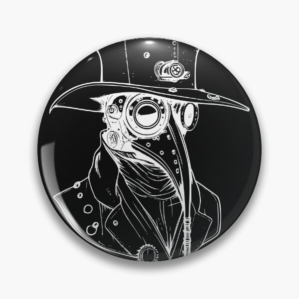 Item preview, Steampunk Plague Doctor Mechanical Woodcut White Ink T-Shirt Print designed and sold by DarkOriginArts.