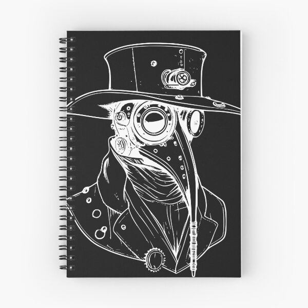 Item preview, Steampunk Plague Doctor Mechanical Woodcut White Ink T-Shirt Print designed and sold by DarkOriginArts.