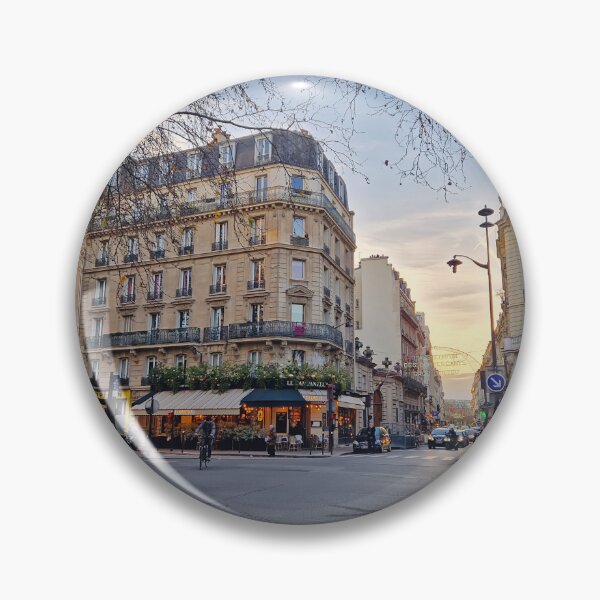 Item preview, Lively Parisian street corner at dusk designed and sold by psychoshadow.