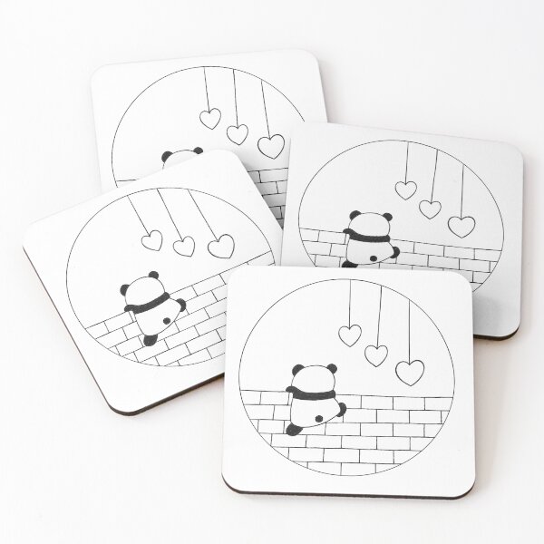 Item preview, minimalist panda hearts brick wall designed and sold by Craavva.
