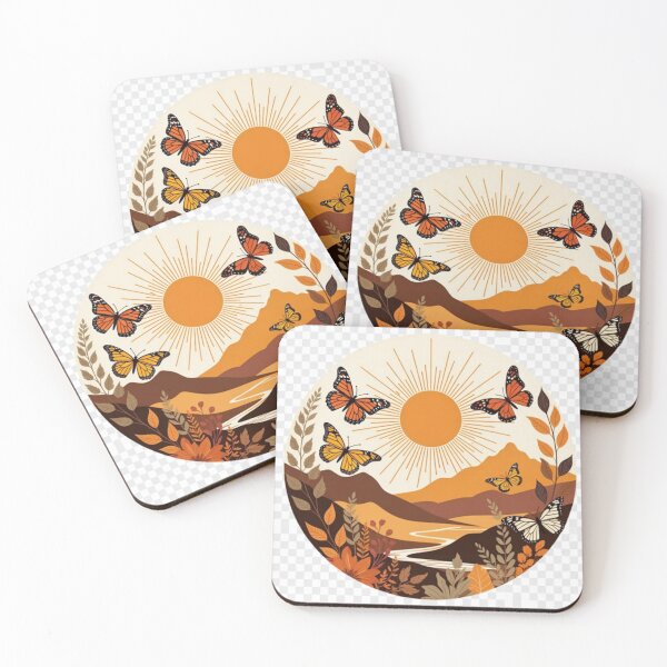 Item preview, Boho Butterfly Sunset Landscape | Autumn Nature Celestial Illustration designed and sold by GalleryPeak.