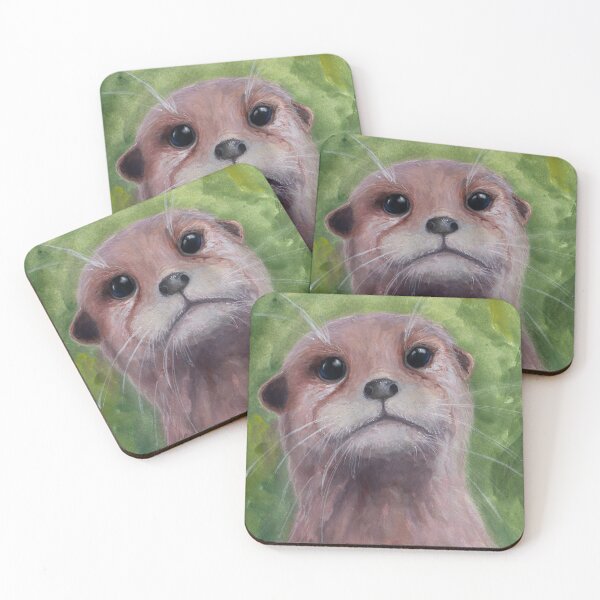 Item preview, Curious river otter portrait in watercolor with big expressive eye designed and sold by rusmashart.