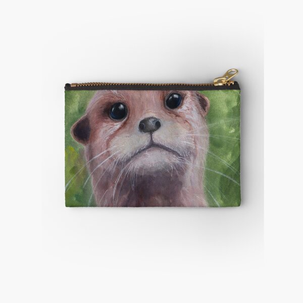Item preview, Curious river otter portrait in watercolor with big expressive eye designed and sold by rusmashart.
