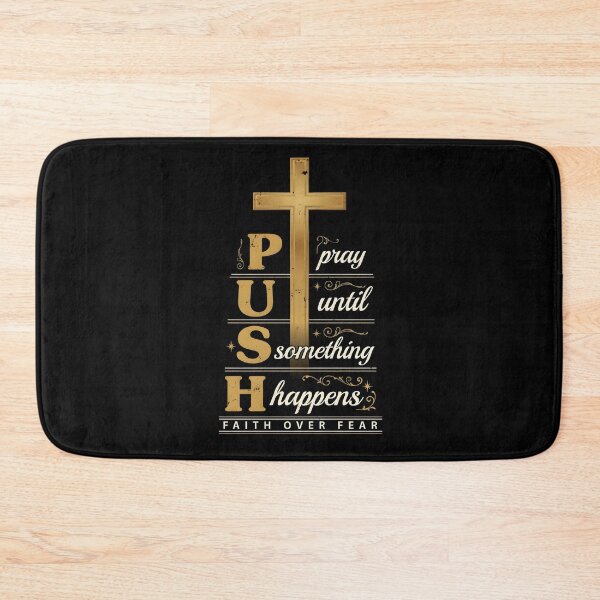 Item preview, Push Pray Until Something Happens Christian Cross Faith Statement designed and sold by Redgiant87x.