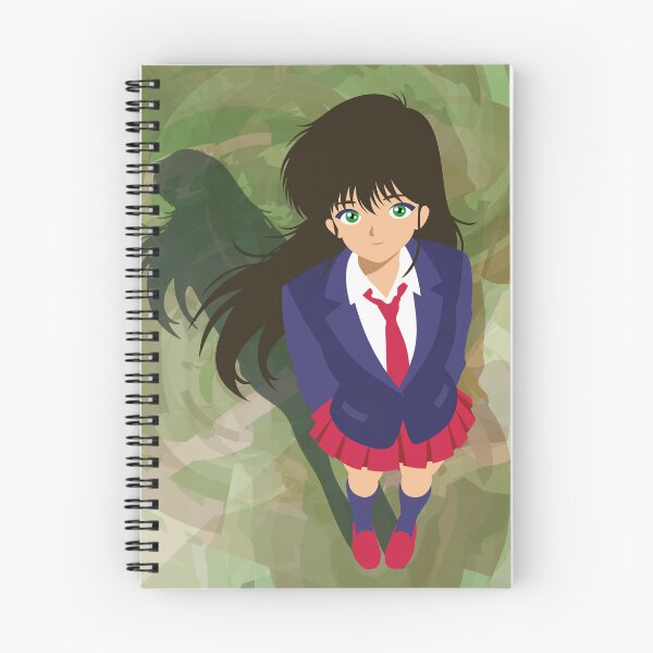 Item preview, Anime Schoolgirl with Green Eyes in a Blue and Red Uniform – Retro Manga Vector Illustration on an Abstract Background designed and sold by Keltoi-art.