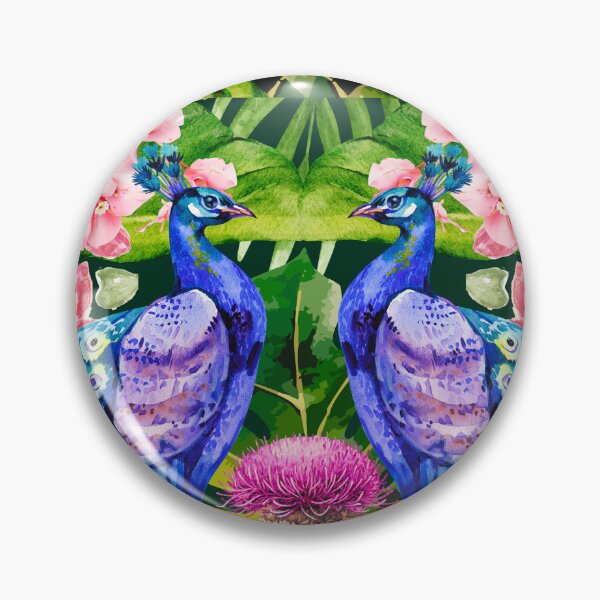 Item preview, Vibrant Watercolor Peacock Tropical Flowers Art designed and sold by Justyna93.