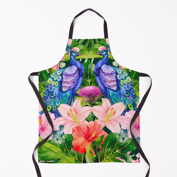 Item preview, Vibrant Watercolor Peacock Tropical Flowers Art designed and sold by Justyna93.